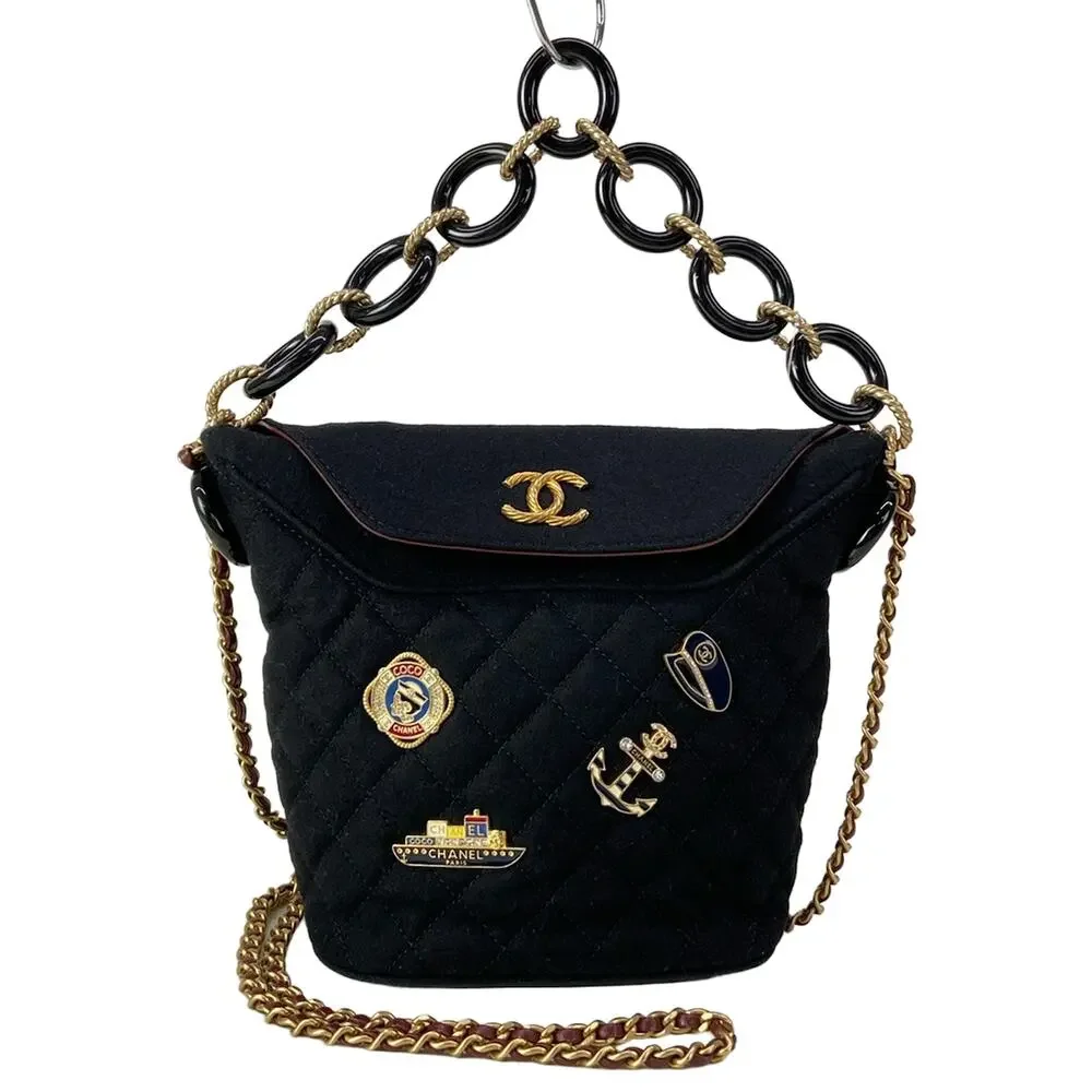 Chanel Matelasse Shoulder Bag Cotton Jersey Lambskin